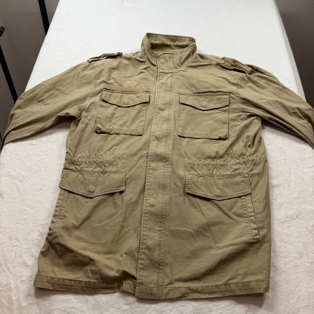 Arizona Jean Co Field Jacket Mens Large Khaki Tan Good Utility Military Style